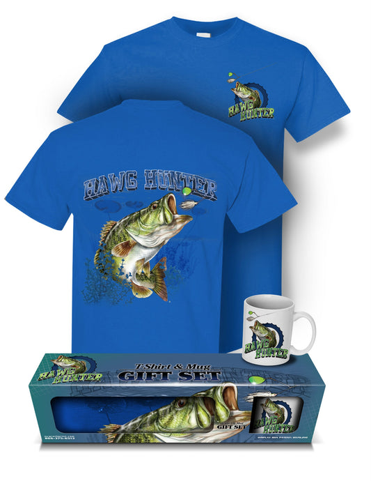 Largemouth Bass "Hawg Hunter" T-Shirt and Mug Premium Gift Set