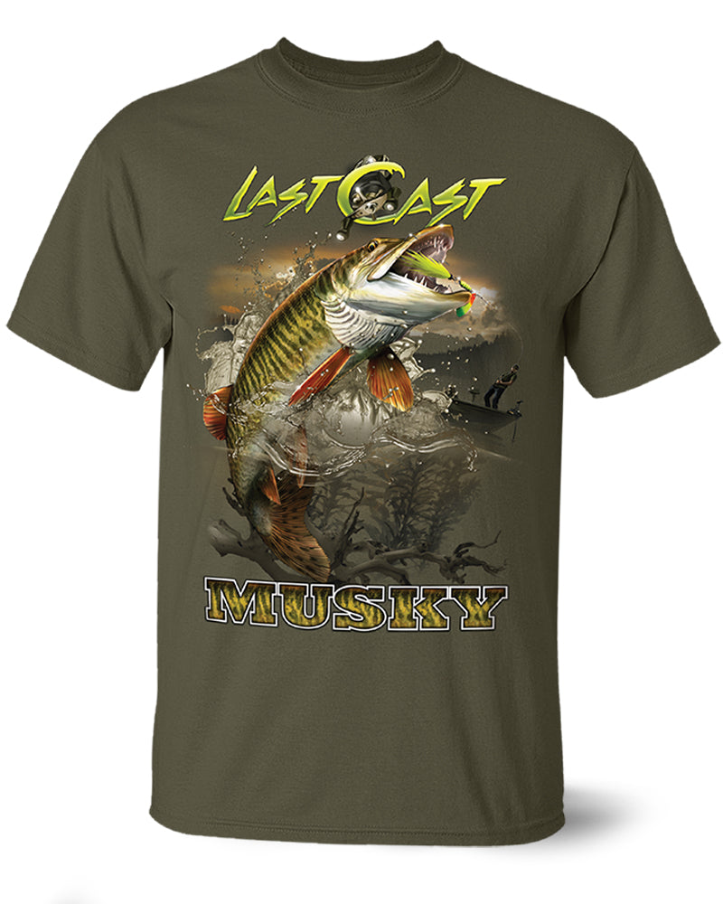 Musky "Last Cast" Full Front Design Short Sleeve T-Shirt