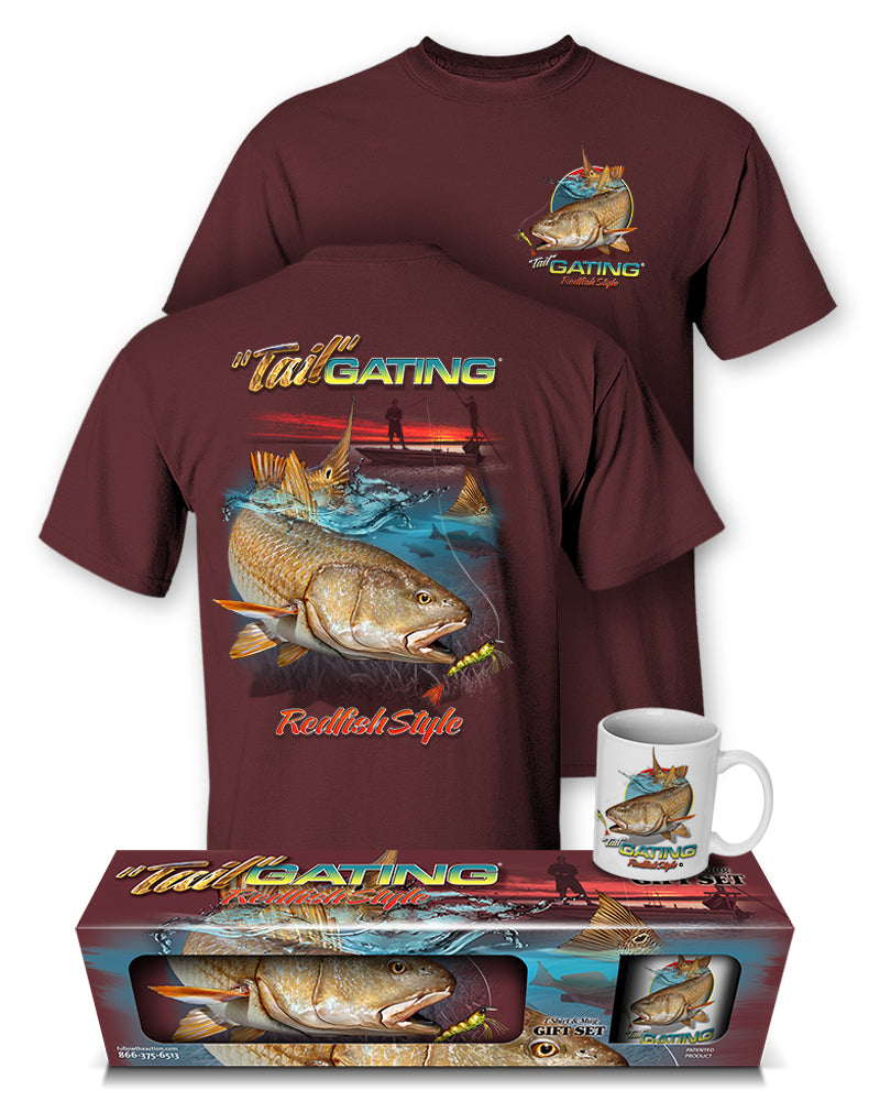 Redfish "Tail"Gating T-Shirt and Mug Premium Gift Set