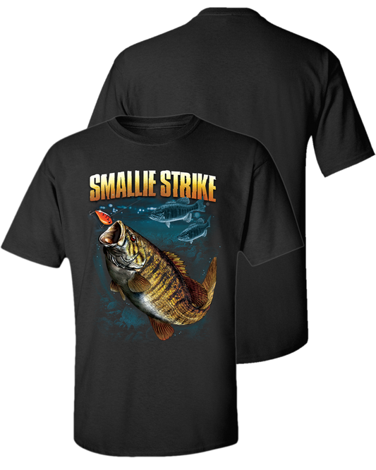 Smallmouth Smallie Strike Black One-Sided T-Shirt