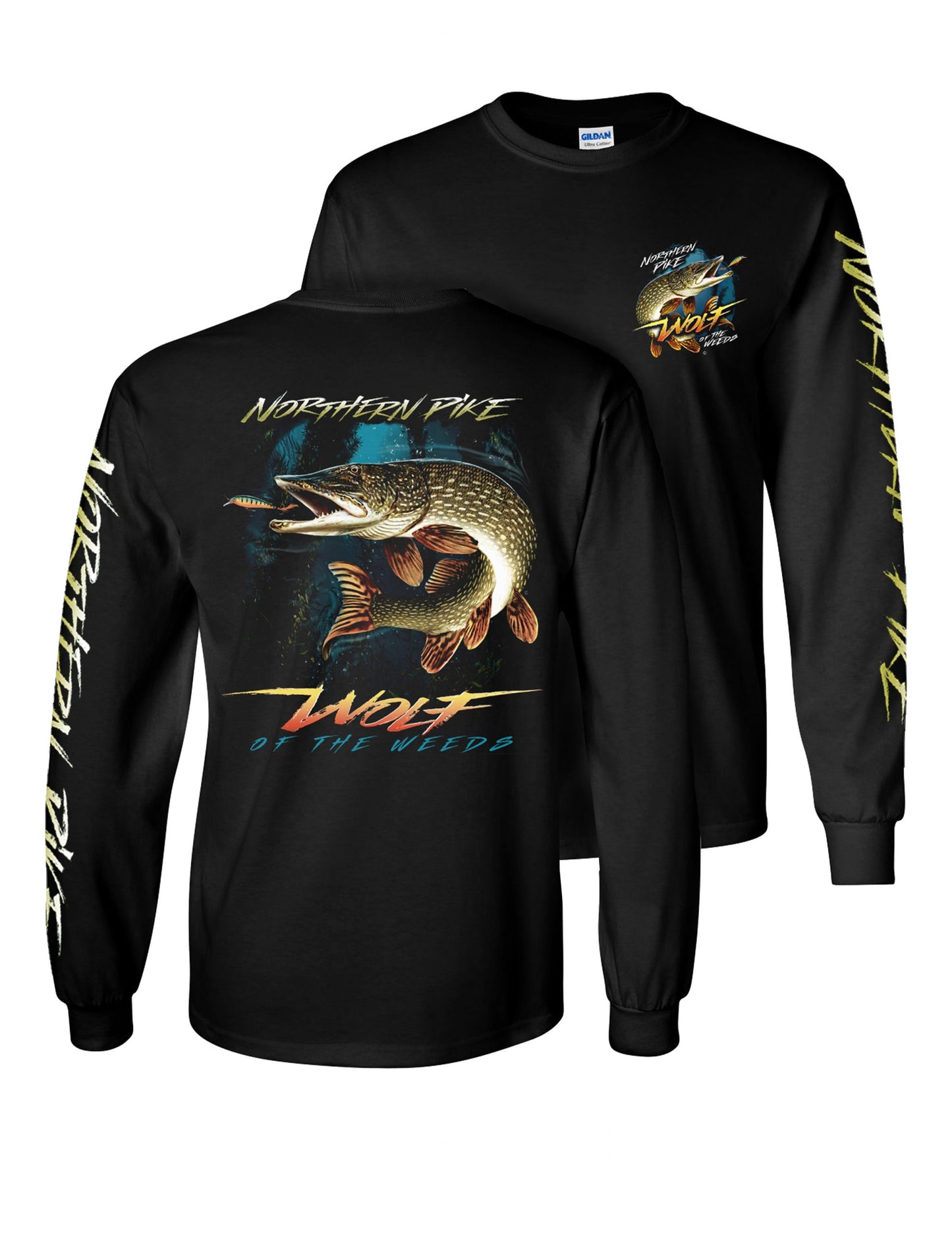 Northern Pike “Wolf of the Weeds” Long Sleeve T-Shirt