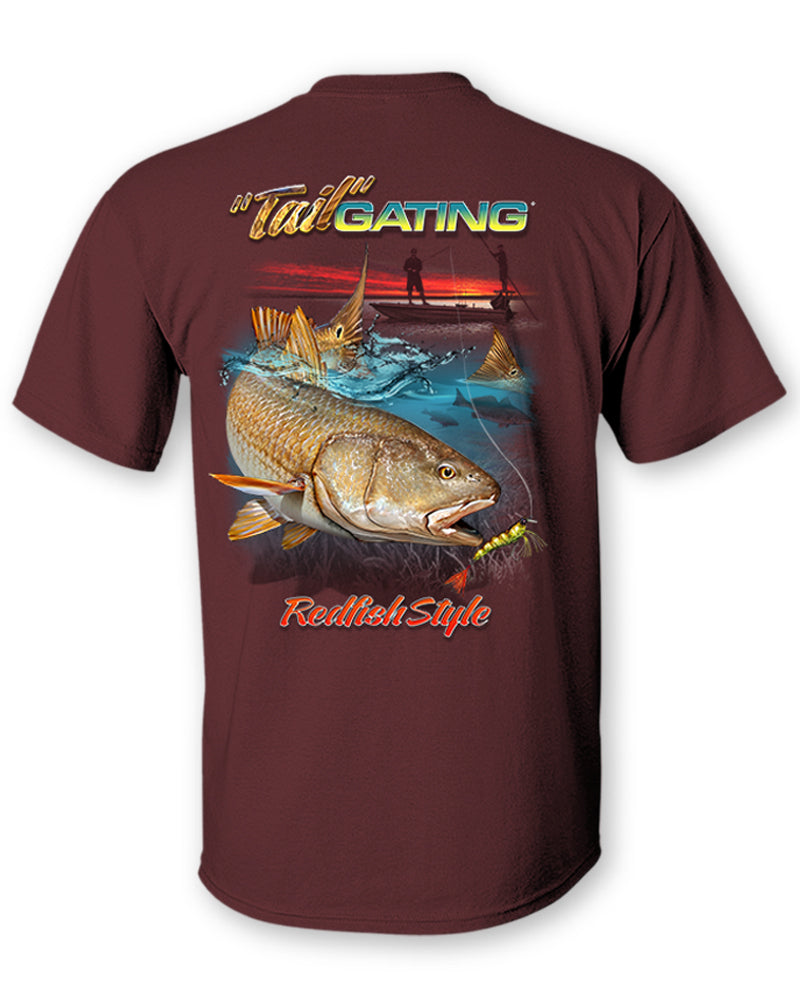 Redfish "Tail"Gating T-Shirt and Can Cooler Combos Gift Set