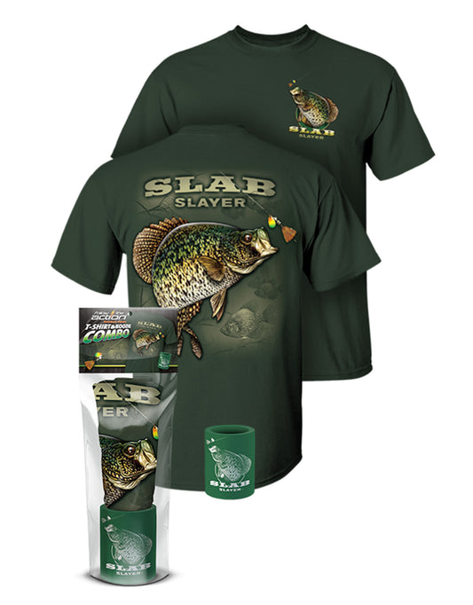 Crappie “Slab Slayer” T-Shirt and Can Cooler Combos Gift Set