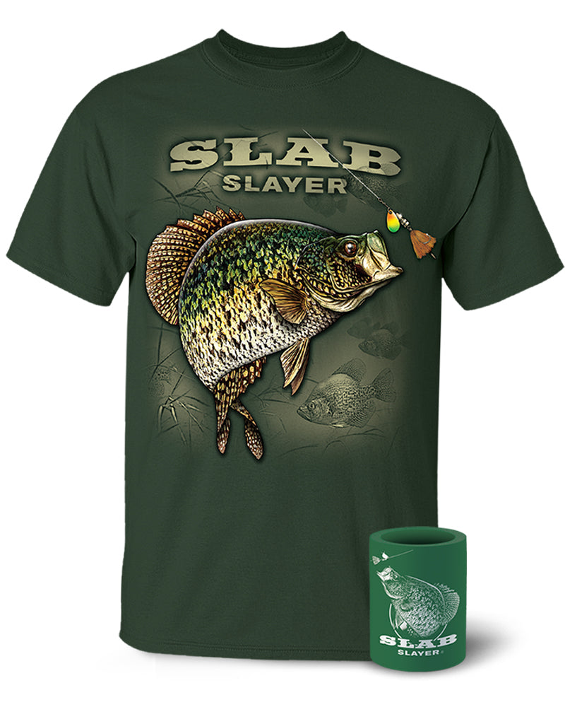 Crappie “Slab Slayer” T-Shirt and Can Cooler Combos Gift Set