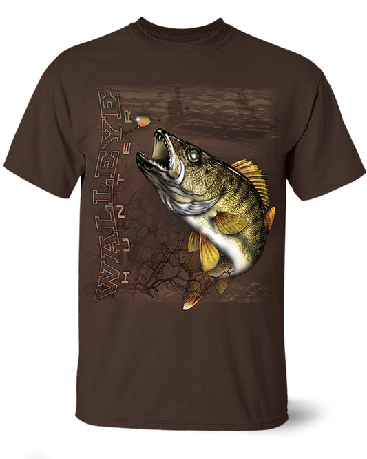 Walleye Hunter Full Front Design Short Sleeve T-Shirt