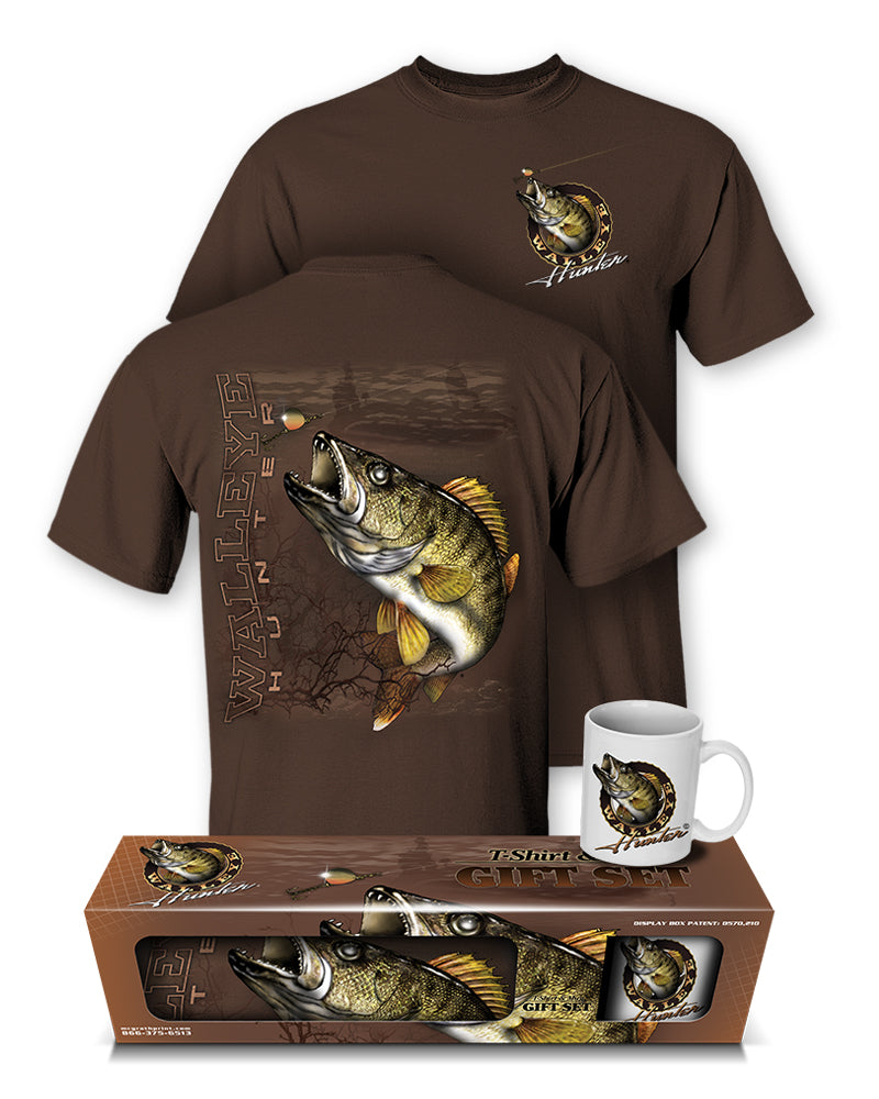 Walleye Hunter T-Shirt and Mug Premium Gift Set